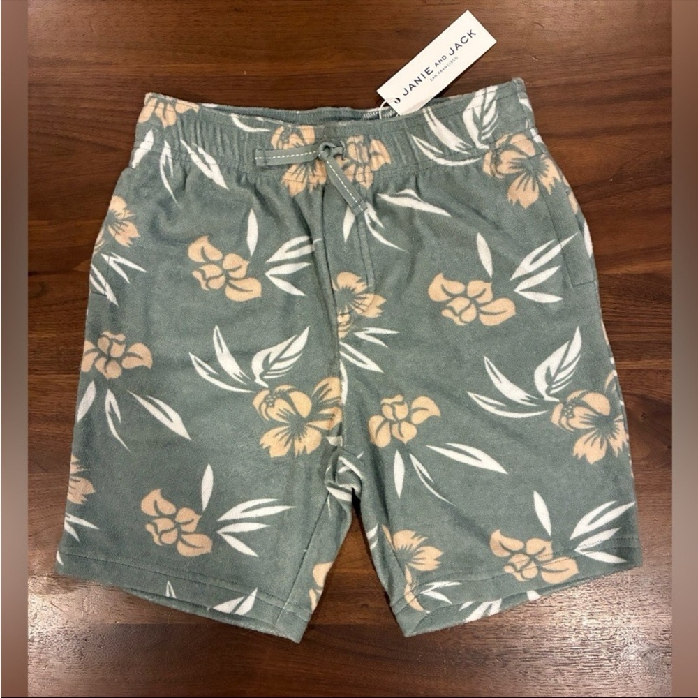 NWT- Janie and Jack Floral Print Green Shorts - Picture 3 of 5